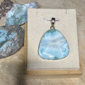Beautiful Large Larimar Sterling Silver Pendant